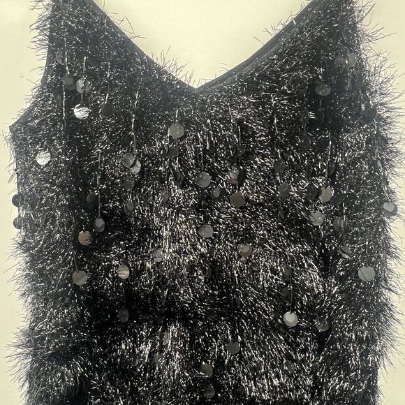Lafayette 148 NY Black Averie Fringe Sequin Tank Top Sz XS Bling Party Camisole - Picture 5 of 14